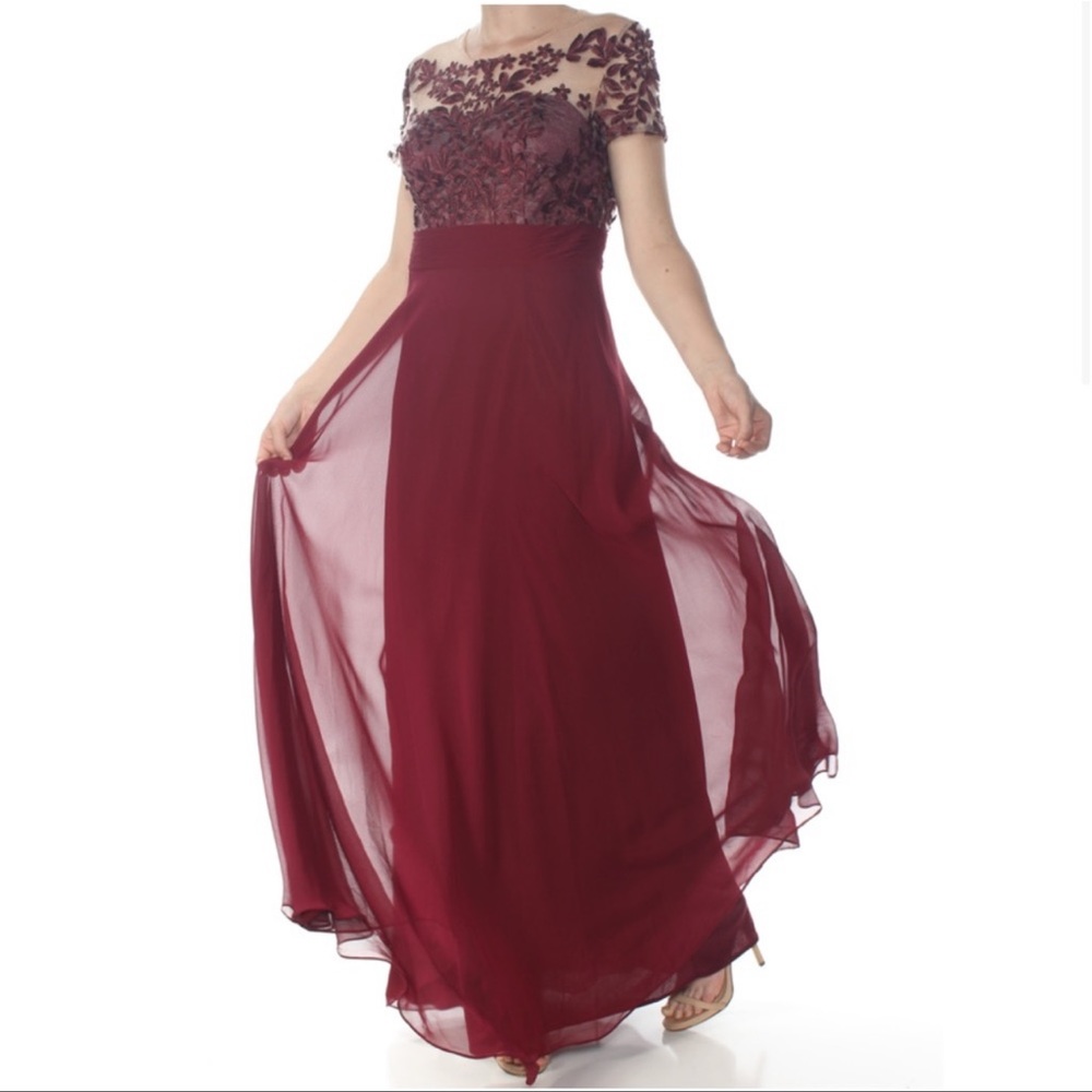 Js Collections Embroidered Illusion Bodice Dress - image 1